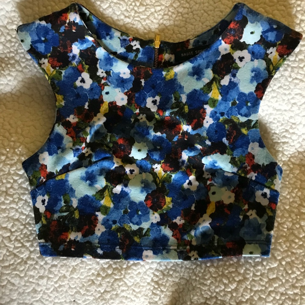 Haute Society Blue Floral Crop Top